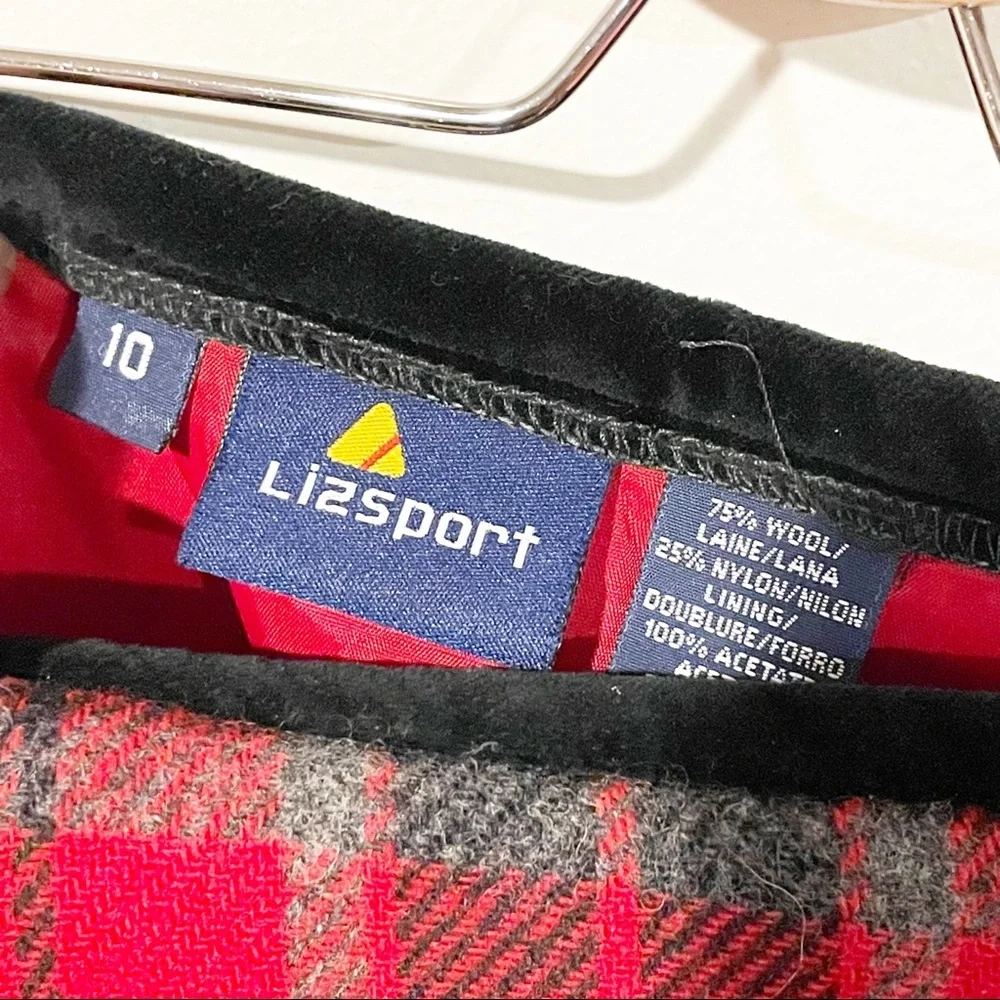 Liz Sport Vintage Y2K Size 10 Red Wool Plaid Wrap Mini Skirt Women‎